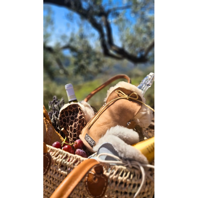 KYWIE veinijahuti lambanahast, Champagne camel suede