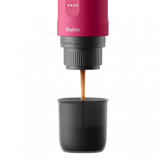 OUTIN NANO kaasaskantav espressomasin, karmiinipunane